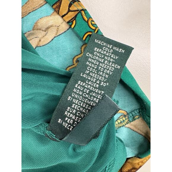 Ralph Lauren Faux Wrap Dress Womens 4 Green Horse Tack Equestrian Ruched Classic - Picture 14 of 16